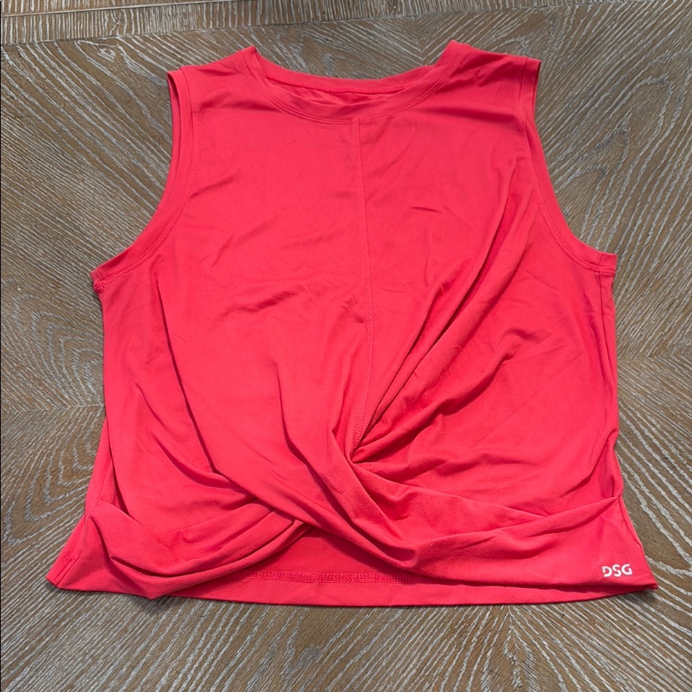 DSG Hot Pink Sleeveless Muscle Tee with Tie Front
